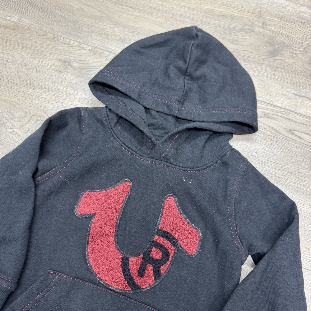 True Religion Black Logo Hoodie Boys Sz XS Kids Streetwear Style